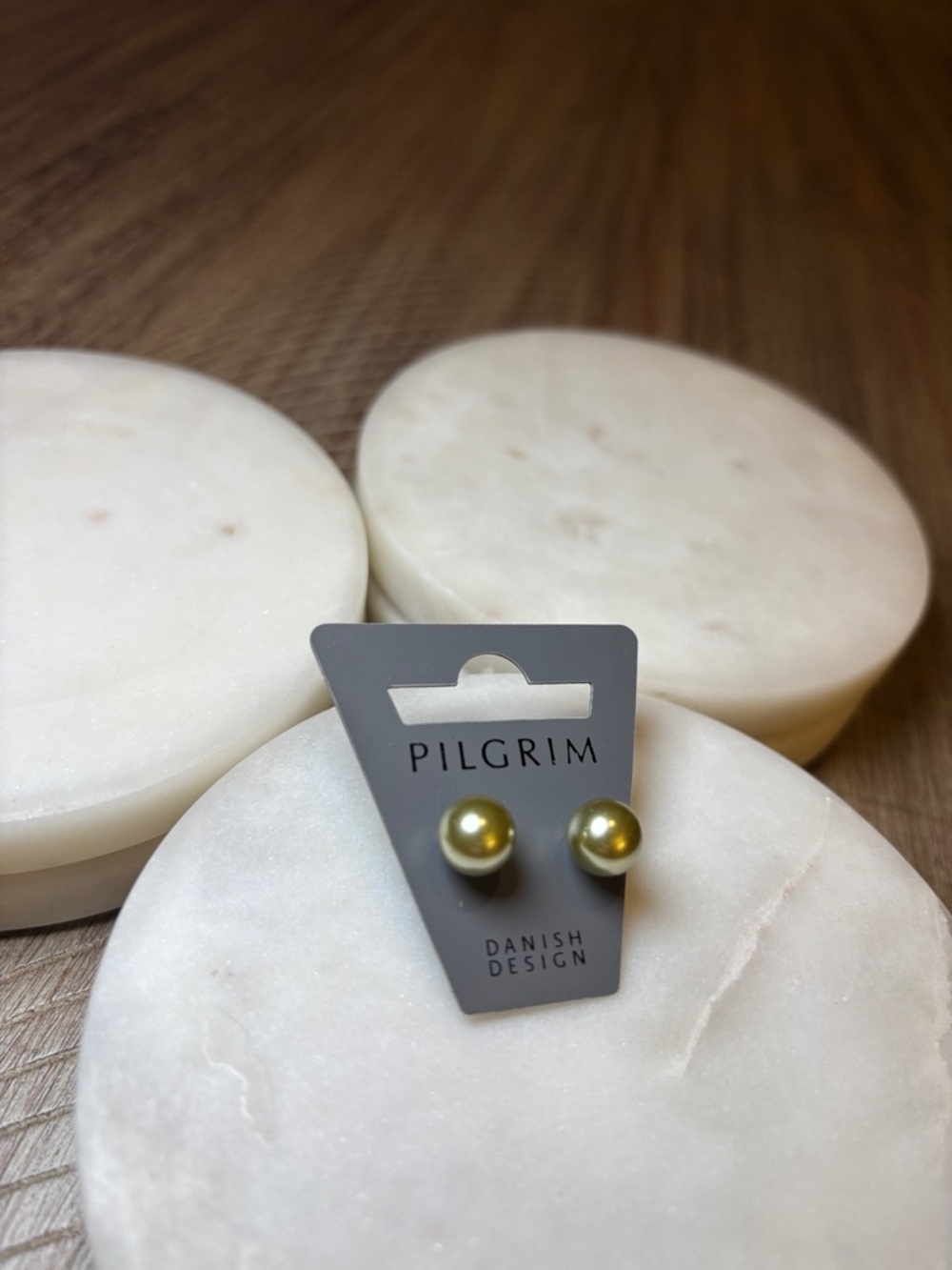 175 Pilgrim Gold-Tone Pearl Button Earrings